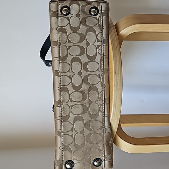 COACH PENELOPE SIGNATURE KHAKI BLUE HANDBAG purse - Picture 4 of 8